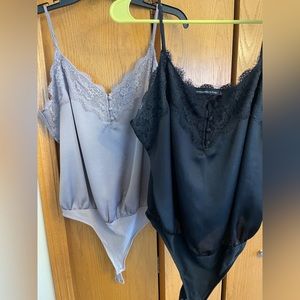 Abercrombie & Fitch bodysuits, black SOLD and purple, size L.
